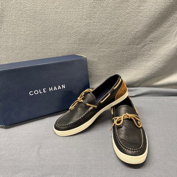 Cole Haan Loafers Mens 12 Leather Deck Camp Moc Grand O/S Slip On Shoes Coastal - Picture 2 of 15
